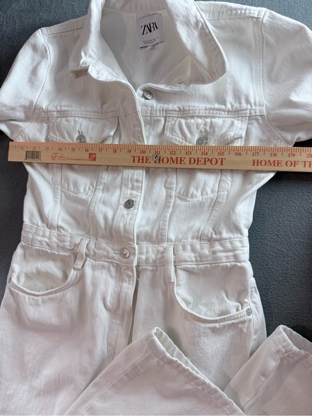 Zara - Women’s White Denim Jumpsuit - Picture 4 of 10